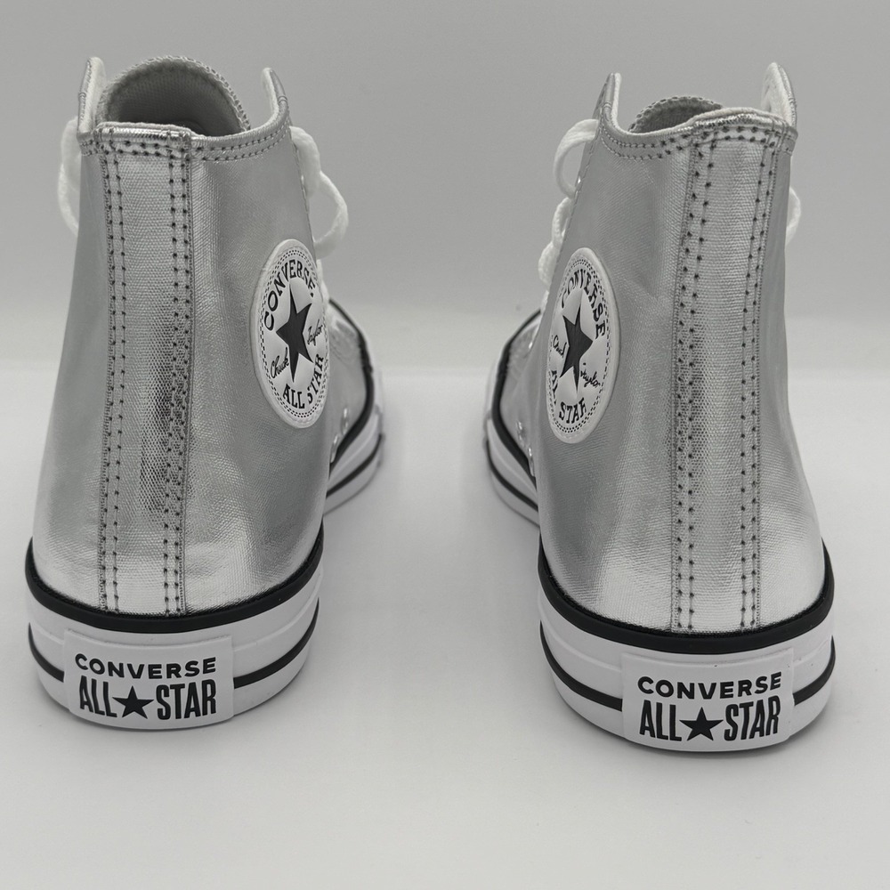 W8.5 Unisex CONVERSE Chuck Taylor ALL STAR HI Metallic Canvas Silver A14875C - Picture 4 of 10